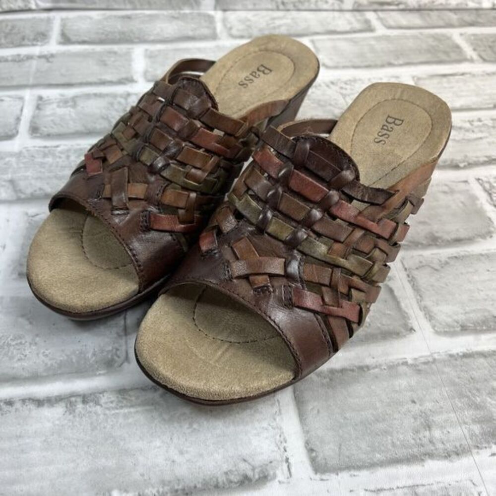 G.H Bass & Co Brown Lyric Women's Size 6 Brown Leather Wedge Huarache Sandals